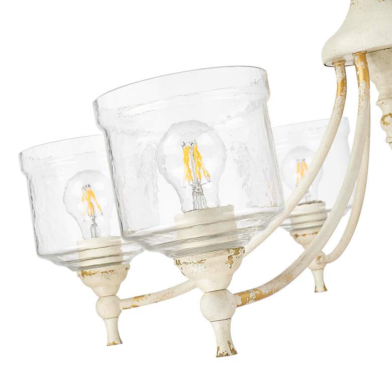 Image 7 Keating 6 Light Chandelier in Antique Ivory with Hammered Water Glass Shade more views