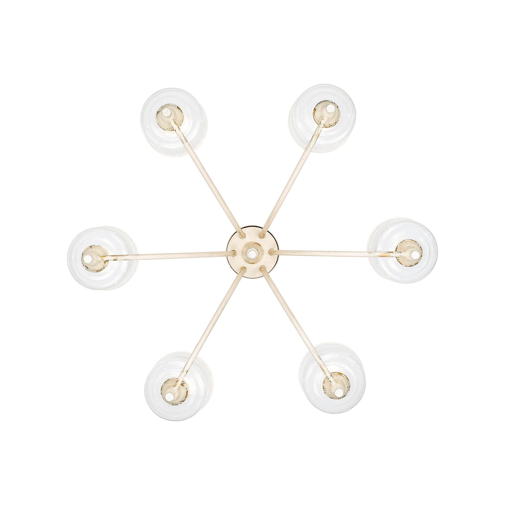 Keating 6 Light Chandelier in Antique Ivory with Hammered Water Glass Shade