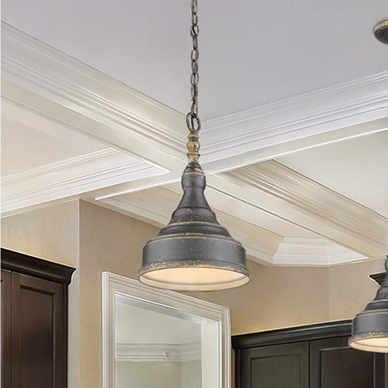 Image 1 Keating 9 1/4" Wide Antique Black Iron Mini Pendant