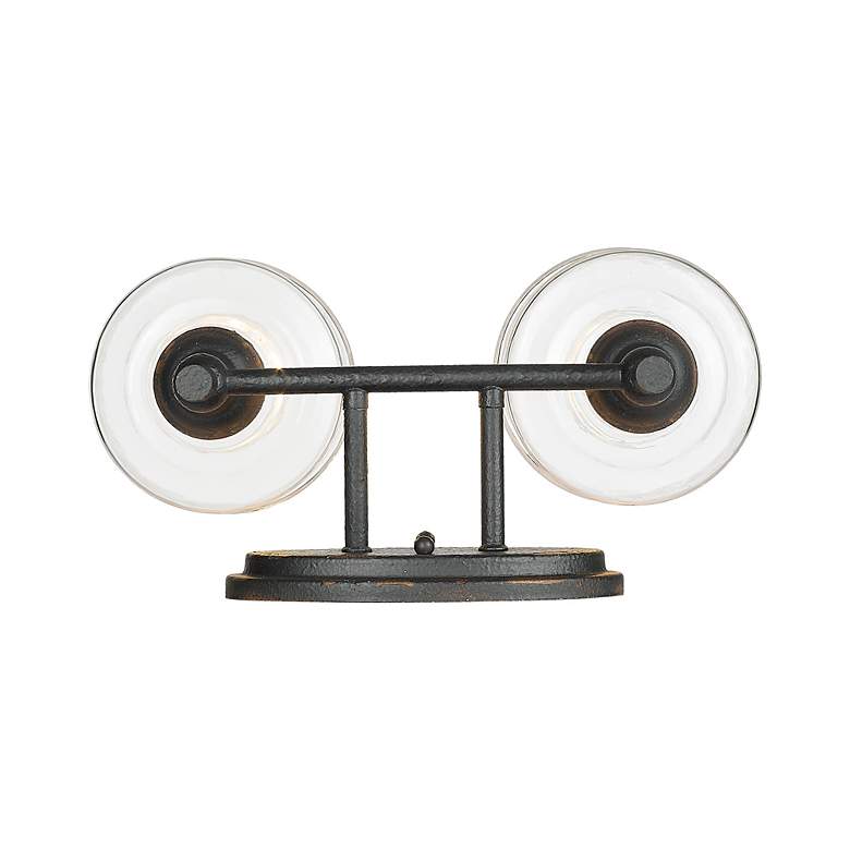 Image 3 Keating 9 3/4"H Black Iron 2-Light Sconce w/ Hammered Glass more views