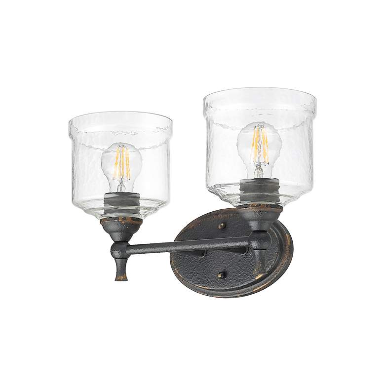 Image 5 Keating 9 3/4"H Black Iron 2-Light Sconce w/ Hammered Glass more views