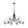 3_Keating 9 Light Chandelier Antique Black Iron w Hammered Water Glass Shade more views