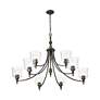 6_Keating 9 Light Chandelier Antique Black Iron w Hammered Water Glass Shade more views