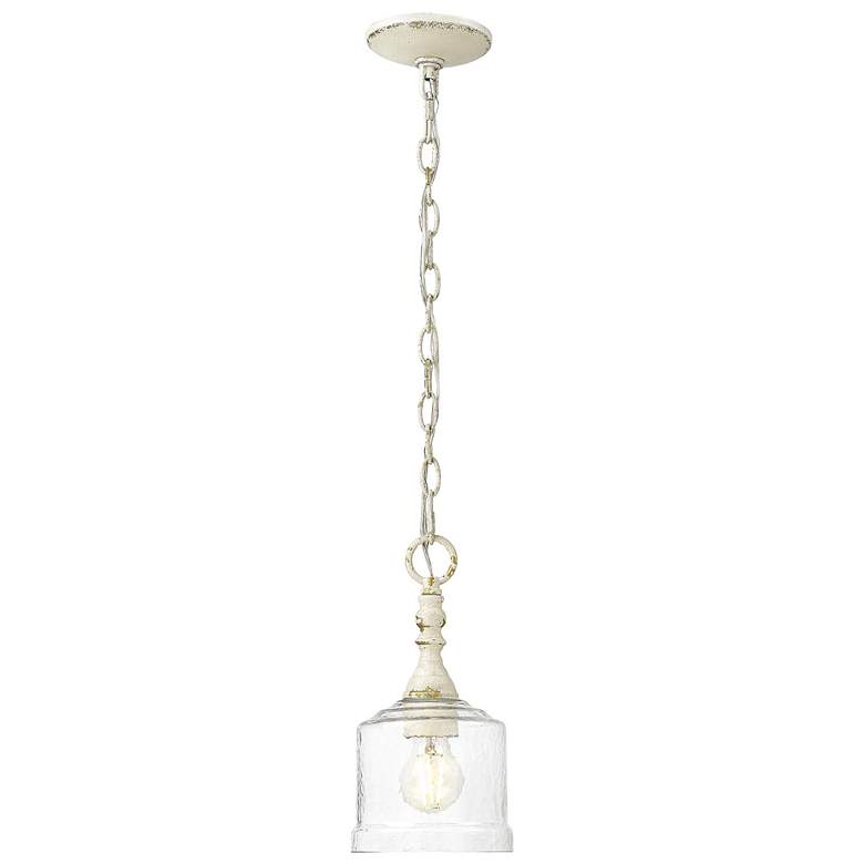 Image 1 Keating Mini Pendant in Antique Black Iron with Hammered Water Glass Shade