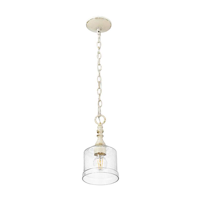 Image 4 Keating Mini Pendant in Antique Black Iron with Hammered Water Glass Shade more views