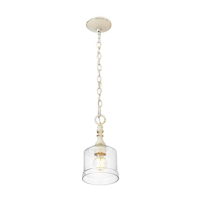 Image 5 Keating Mini Pendant in Antique Black Iron with Hammered Water Glass Shade more views
