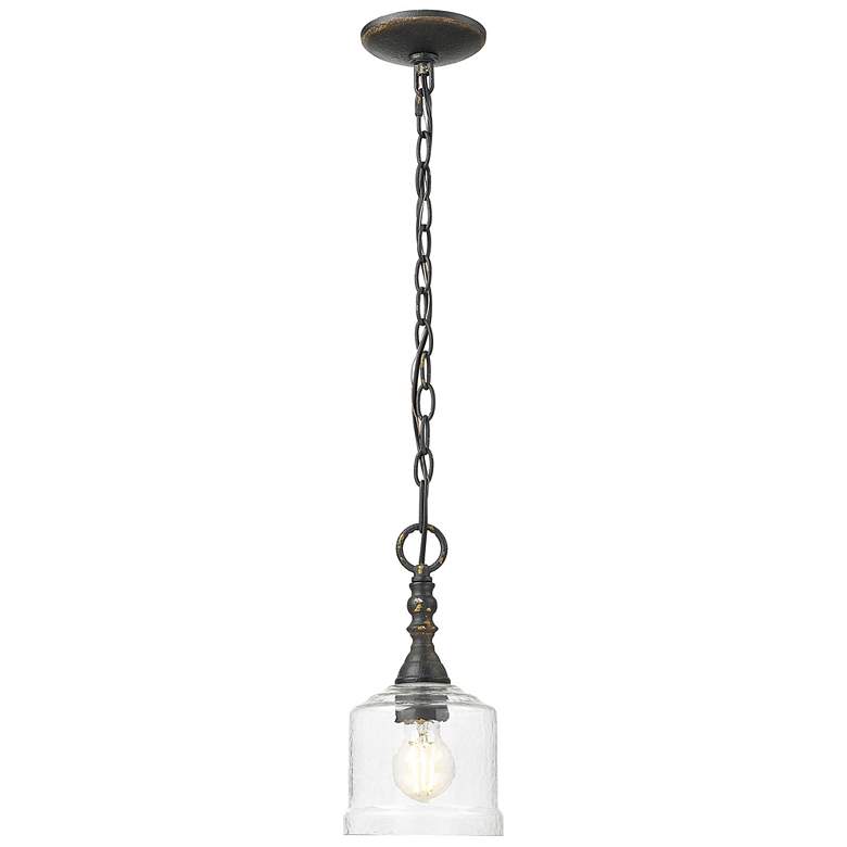 Image 1 Keating Mini Pendant in Antique Ivory with Hammered Water Glass Shade