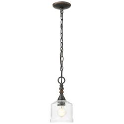 Keating Mini Pendant in Antique Ivory with Hammered Water Glass Shade
