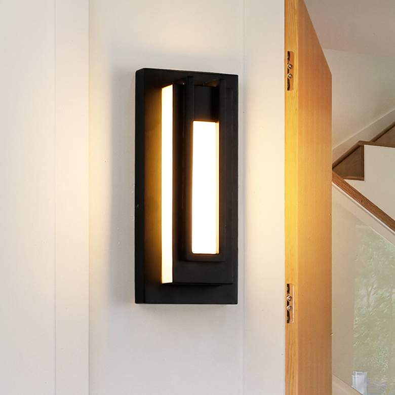 Image 1 Keaton 12 1/2" High Black Metal LED ADA Outdoor Wall Light