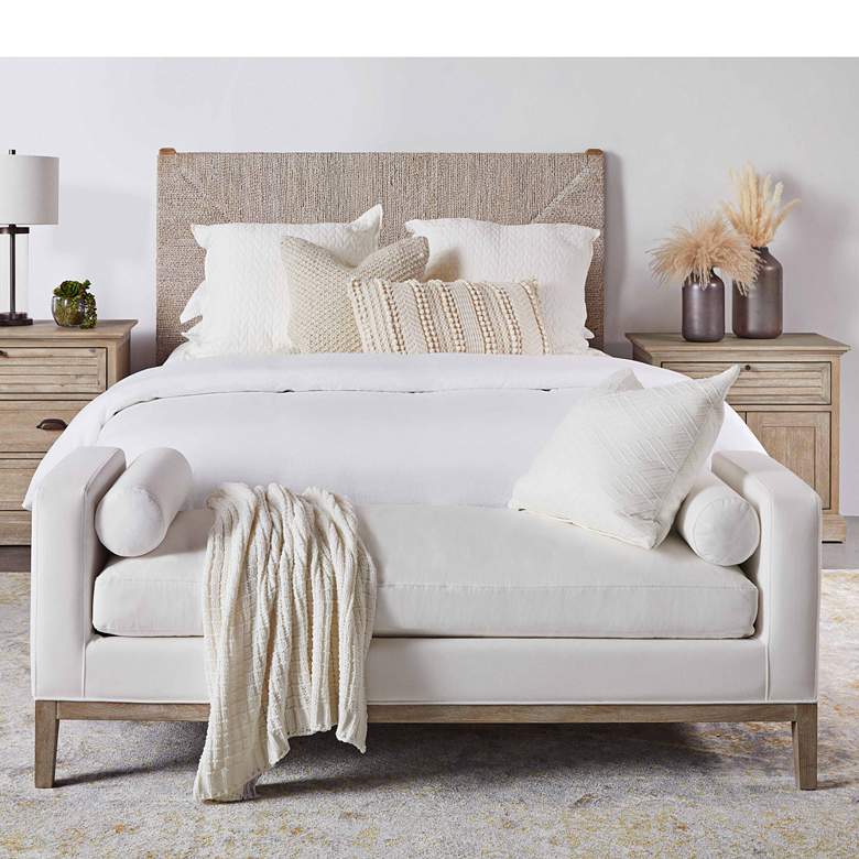 Image 2 Keaton 63" Wide Peyton Pearl LiveSmart Fabric Accent Bench