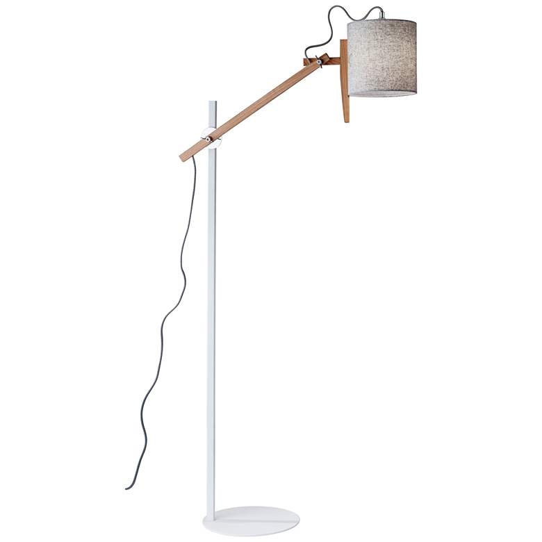 Image 1 Keaton White and Natural Ash Wood Adjustable Floor Lamp