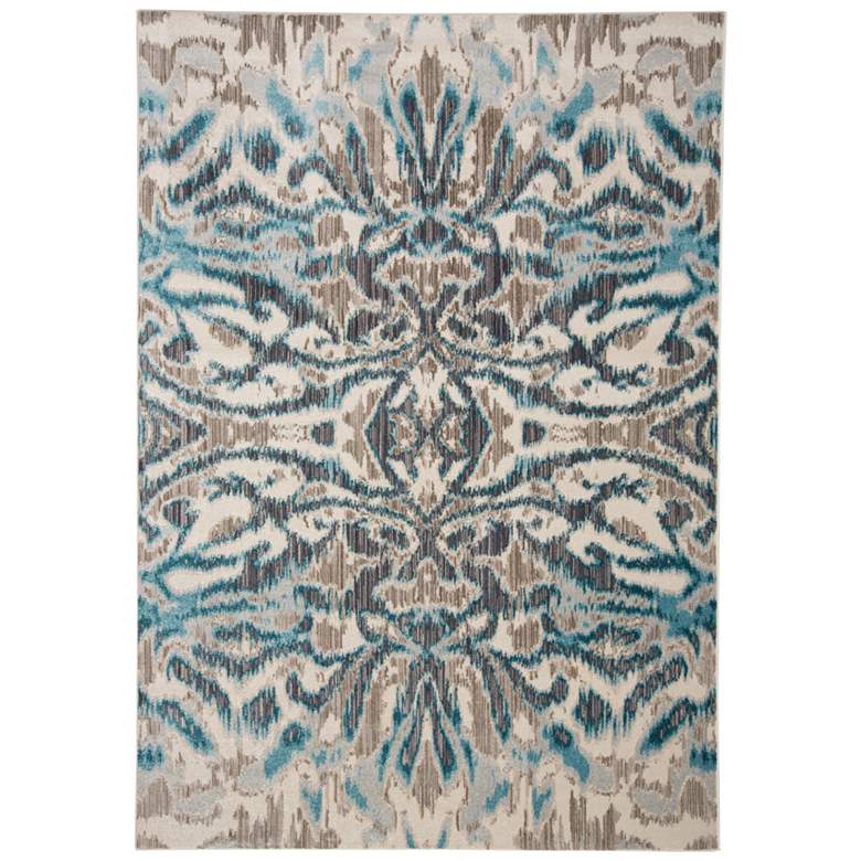 Keats 6523467 5&#39;3&quot;x7&#39;6&quot; Teal and Taupe Ikat Print Area Ru