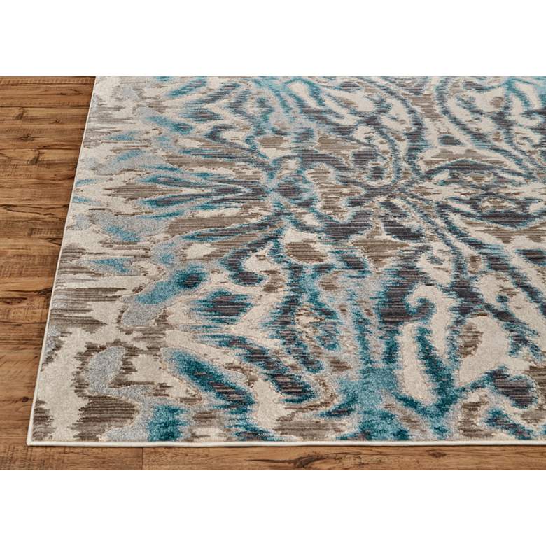 Keats 6523467 5&#39;3&quot;x7&#39;6&quot; Teal and Taupe Ikat Print Area Ru more views