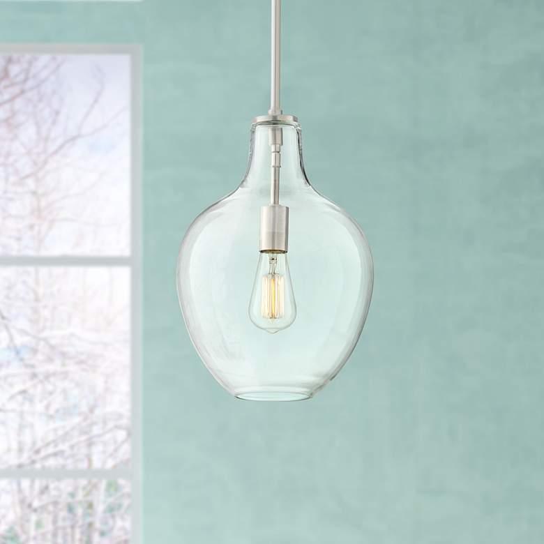 Image 1 Keegan 10 1/2 inch Wide Brushed Nickel Mini Pendant