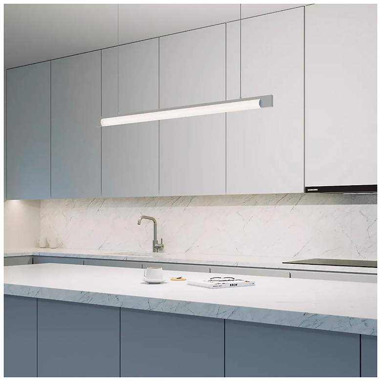 Keel LED Pendant 44" Wide Bright Satin Aluminum 3000K 240" Cable ...