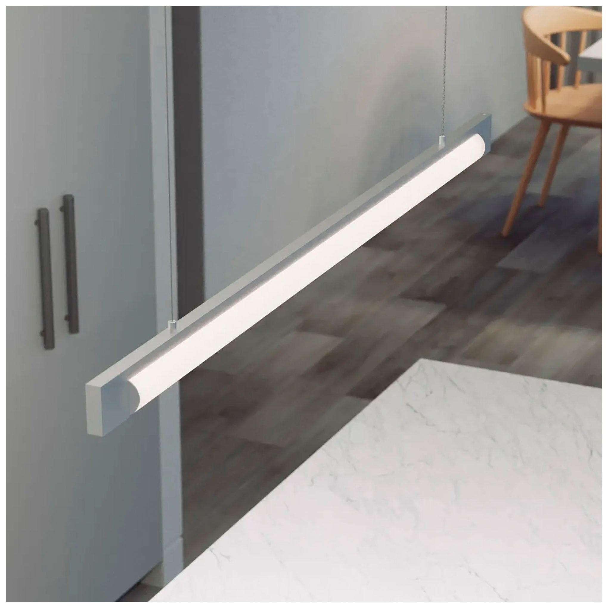 Image 5 Keel LED Pendant 44" Wide Bright Satin Aluminum 3000K 240" Cable more views