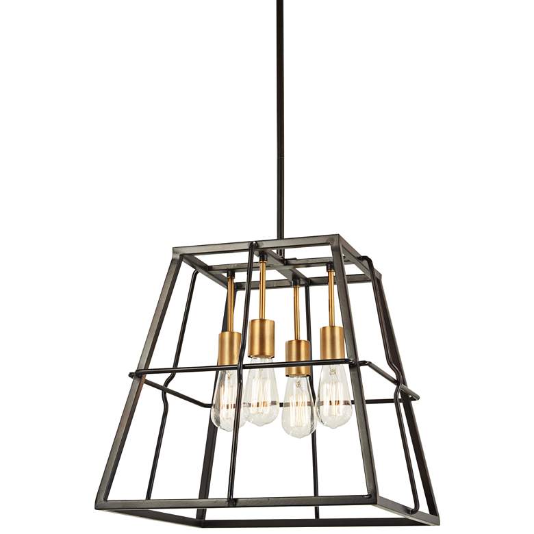 Image 2 Keeley Calle 18 inch Wide Painted Bronze 4-Light Pendant