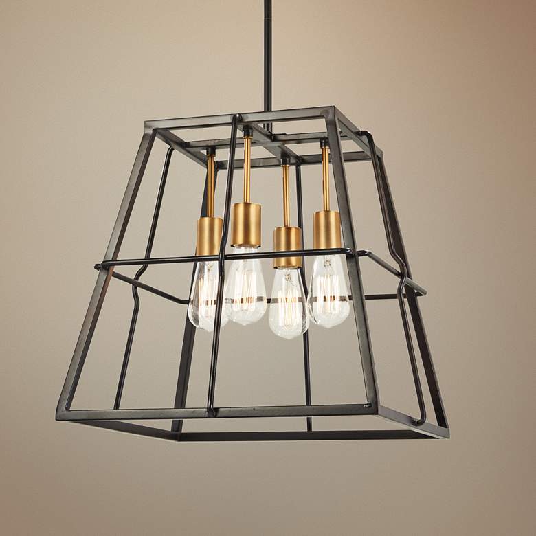 Image 1 Keeley Calle 18 inch Wide Painted Bronze 4-Light Pendant