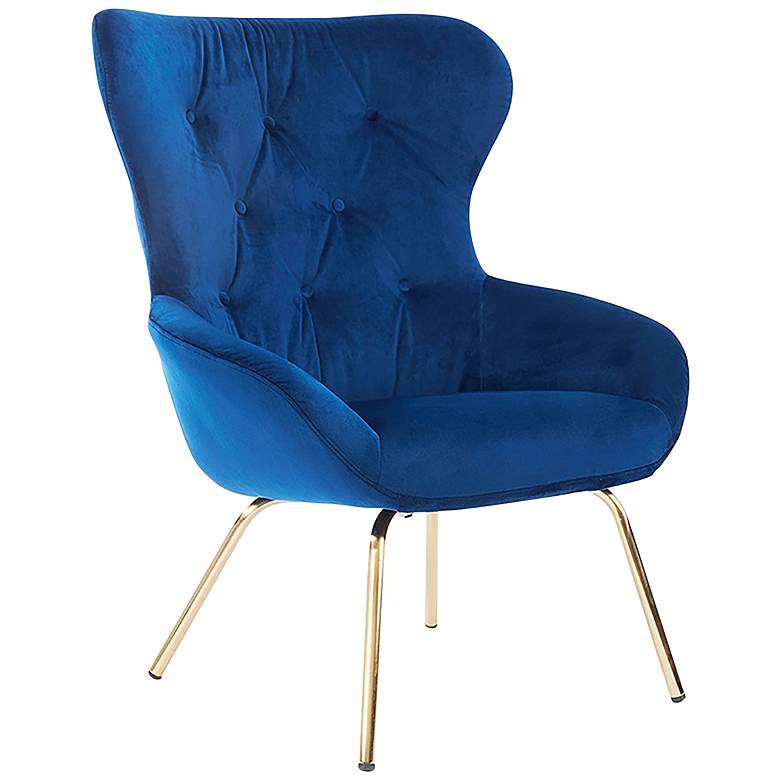 Image 2 Keelman Classic Blue Tufted Velvet Fabric Dining Chair