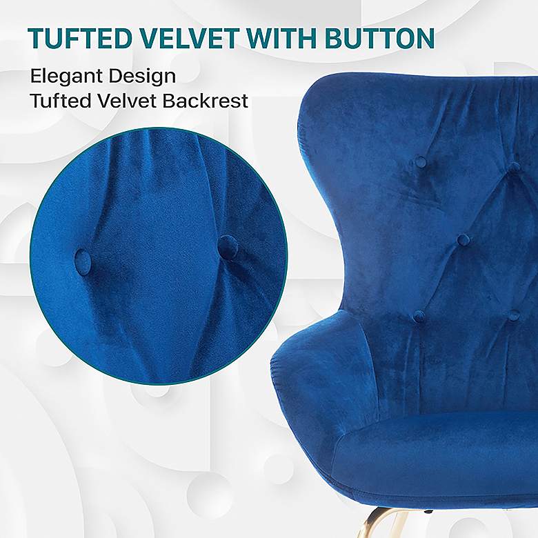 Image 5 Keelman Classic Blue Tufted Velvet Fabric Dining Chair more views