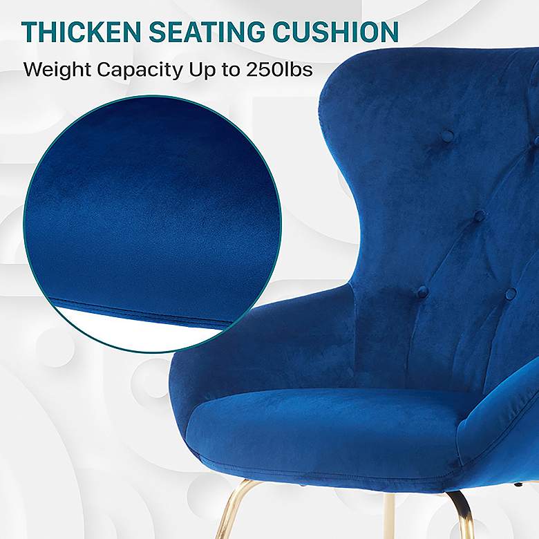 Image 6 Keelman Classic Blue Tufted Velvet Fabric Dining Chair more views