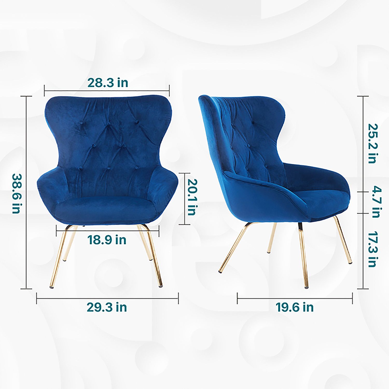 Keelman Classic Blue Tufted Velvet Fabric Dining Chair