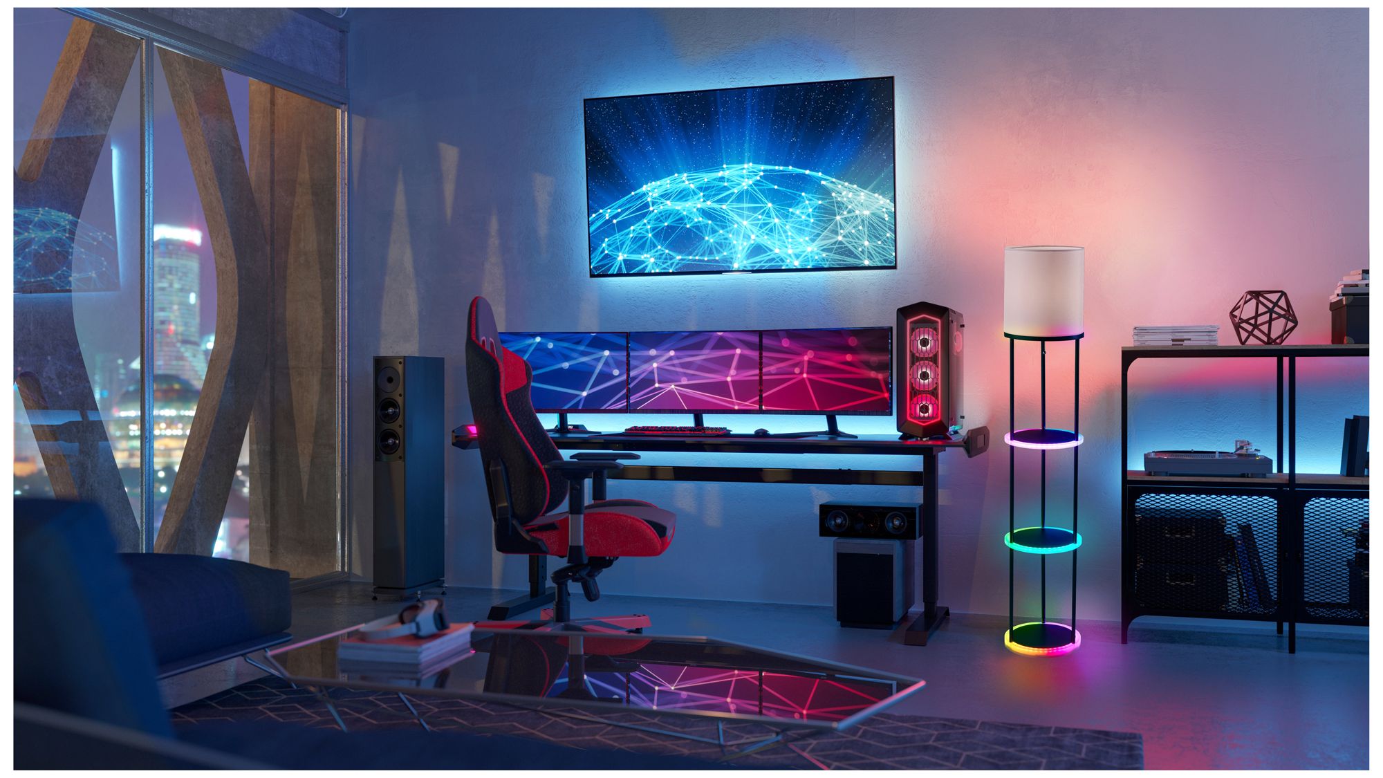 Image 3 Keely RGB Color Changing Shelf Lamp more views