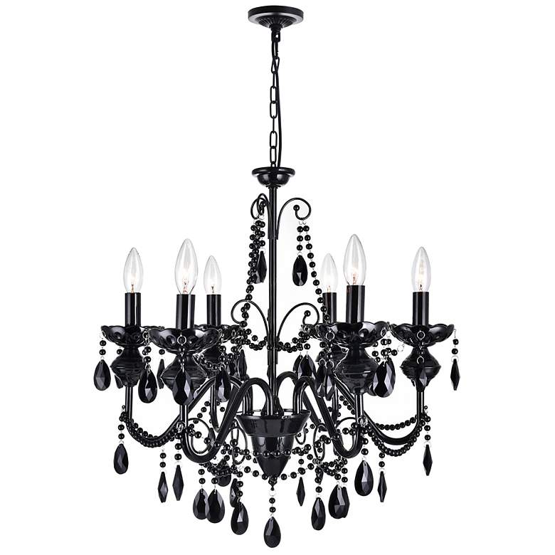 Image 1 Keen 22" Wide Black 6-Light Chandelier