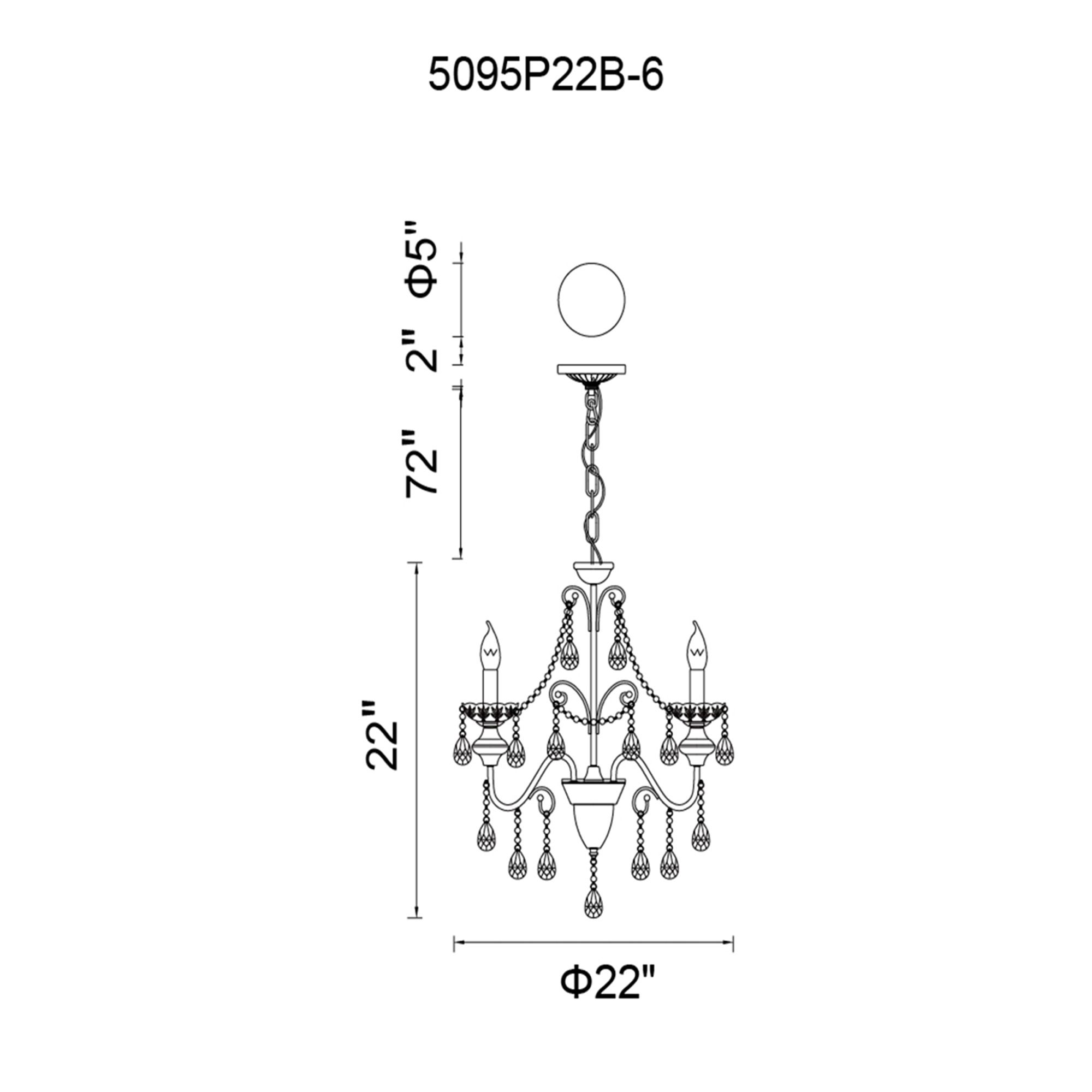 Image 6 Keen 6 Light 22in Black Chandelier more views