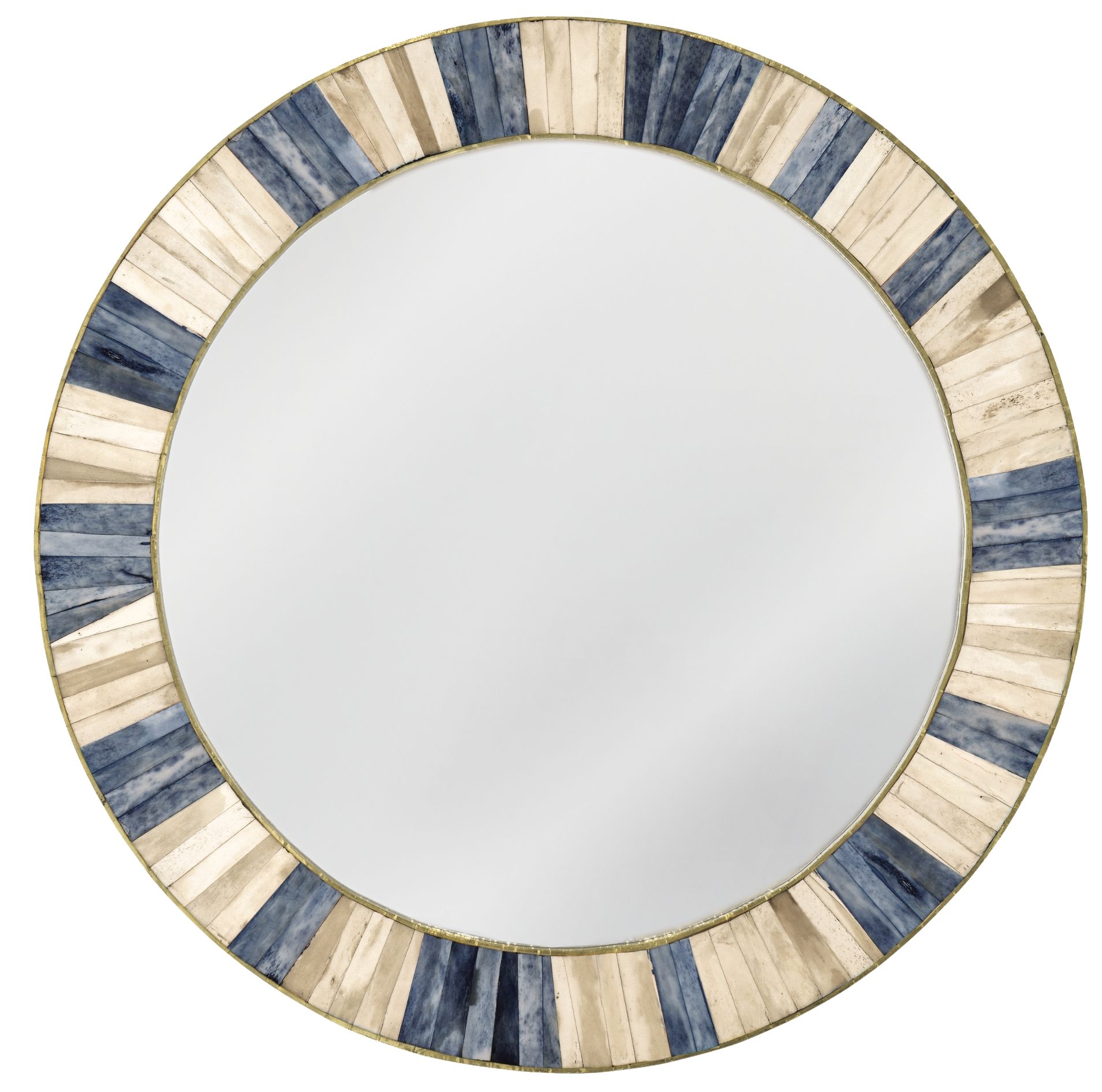 Image 2 Keena 30"W x 30"H Gold, White  And Blue Bone Wall Mirror