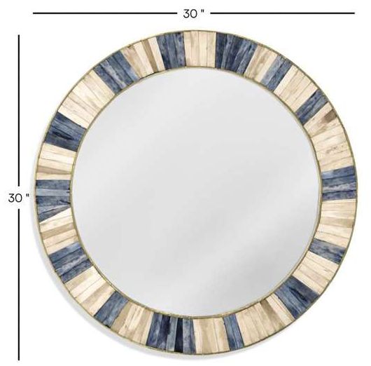 Image 3 Keena 30"W x 30"H Gold, White  And Blue Bone Wall Mirror more views