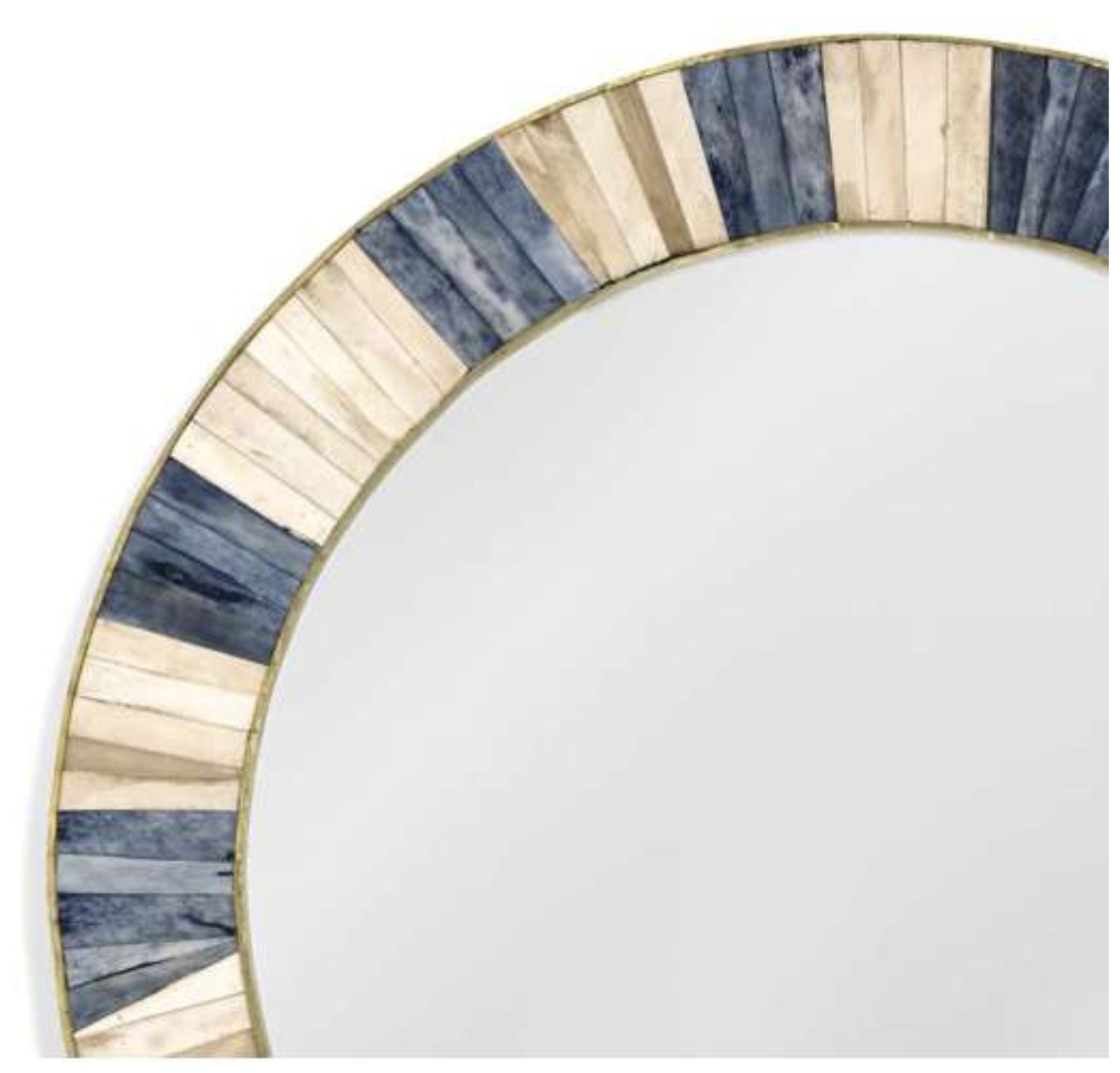Image 4 Keena 30"W x 30"H Gold, White  And Blue Bone Wall Mirror more views