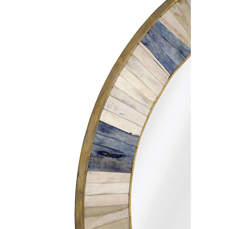 Image 3 Keena Ivory and Blue 30" Round Wall Mirror more views