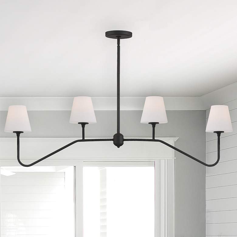 Image 1 Keenan 48" Wide Black Forged 4-Light Linear Chandelier