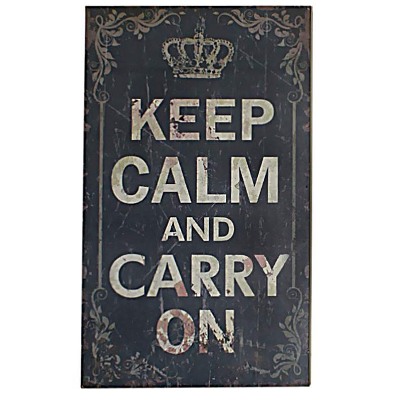 Image 1 Keep Calm and Carry On 19 3/4 inch High Shabby Wood Wall Art