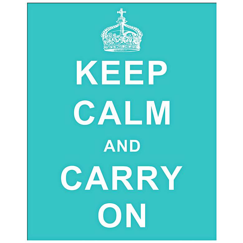 Image 1 Keep Calm and Carry On Blue 20 inch High Hanging Wall Art