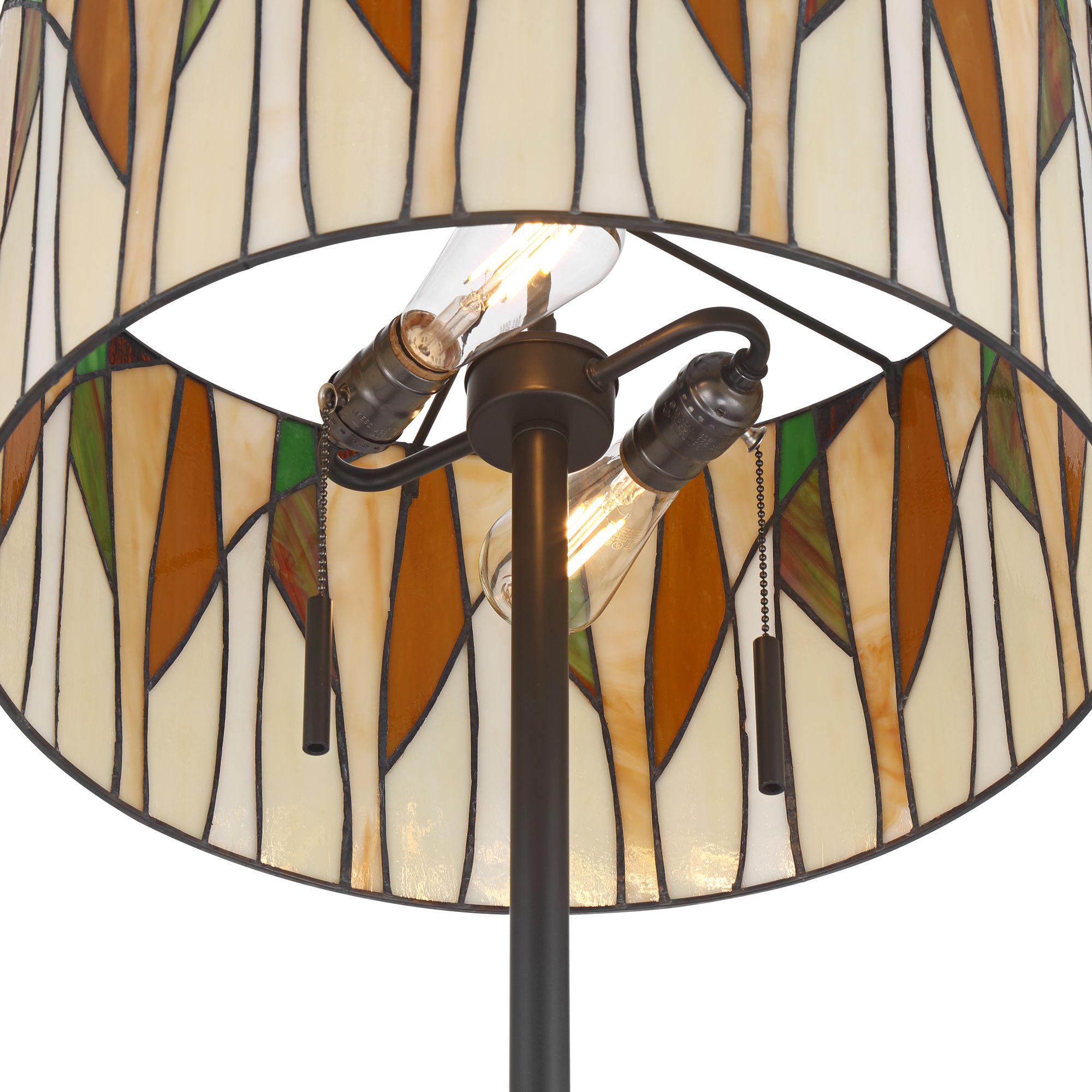 Image 5 Keeva 64" High Art Glass and Bronze Tiffany-Style 2-Light Floor Lamp more views