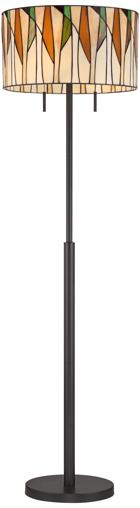 Keeva 64" High Art Glass and Bronze Tiffany-Style 2-Light Floor Lamp in scene