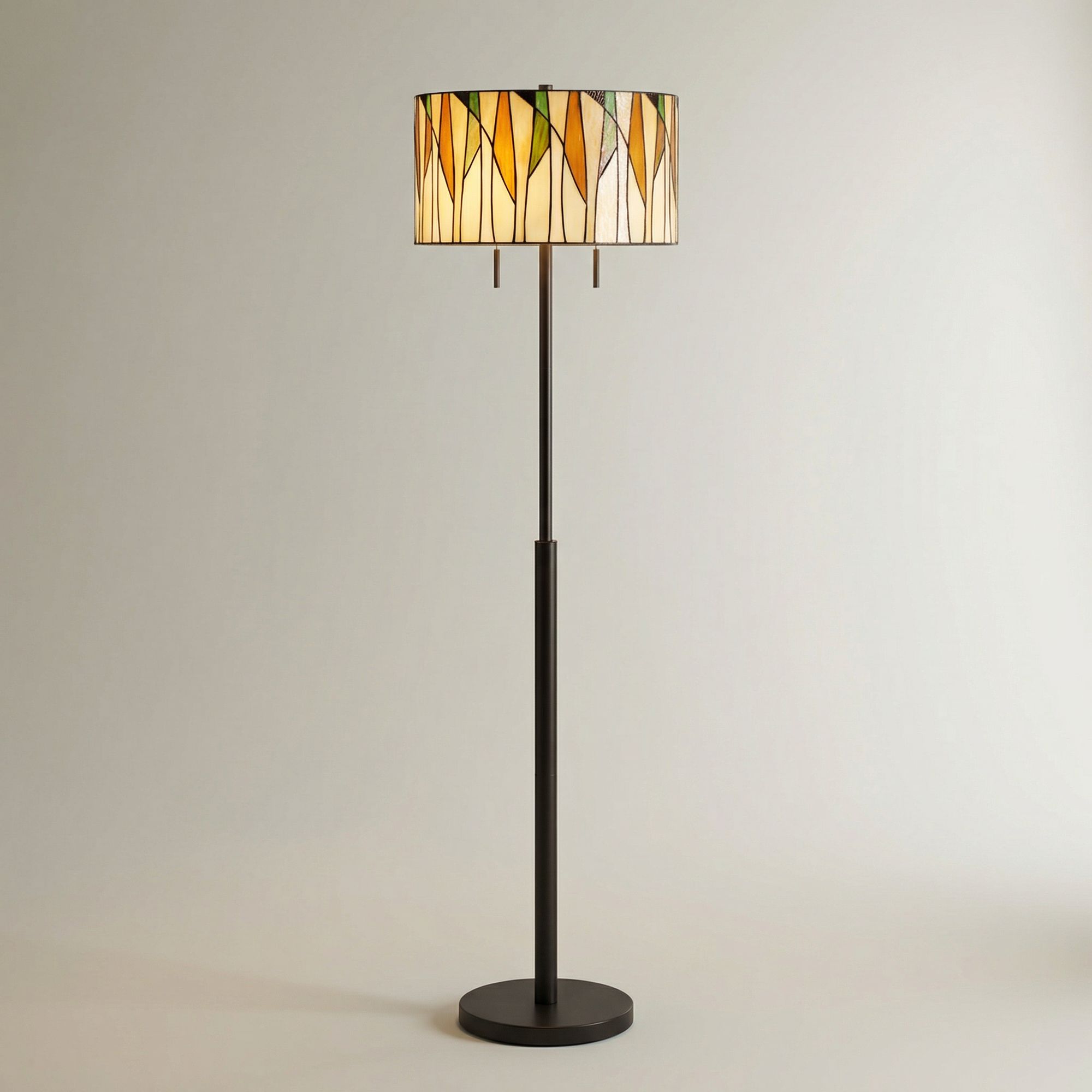 Keeva 64" High Art Glass and Bronze Tiffany-Style 2-Light Floor Lamp in scene