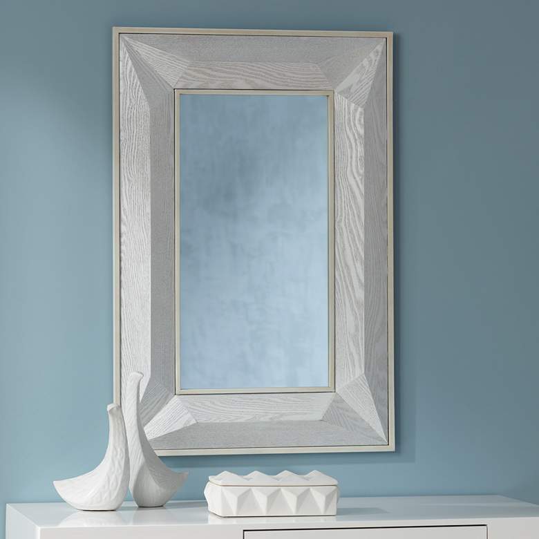 Image 1 Keily Geometric Cut White 24 3/4 inch x 36 3/4 inch Wall Mirror