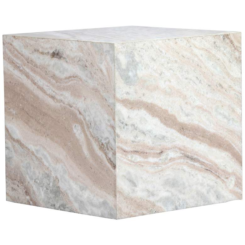 Image 6 Keira 15" Wide Natural Marble Side Table more views