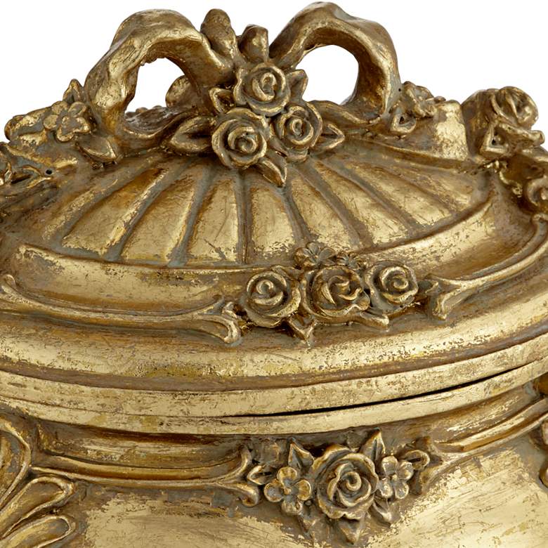 Image 3 Keiron 5 inch High Round Antiqued Gold Jewelry Box more views