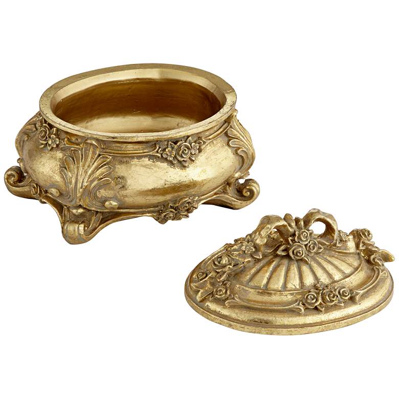Image 6 Keiron 5" High Round Antiqued Gold Jewelry Box more views