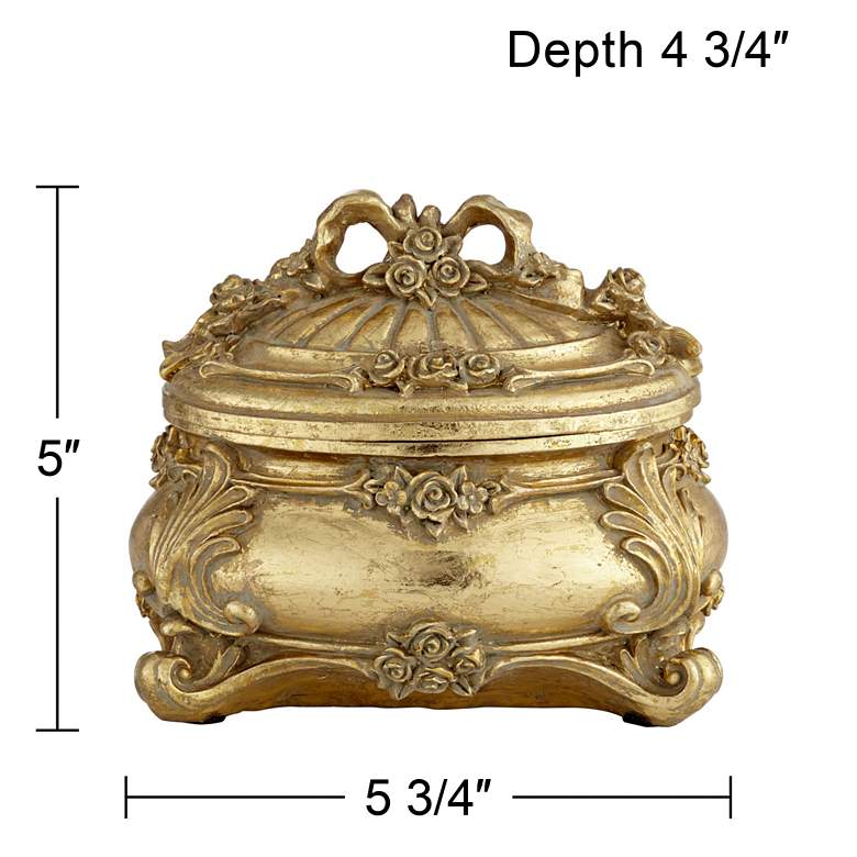Image 7 Keiron 5 inch High Round Antiqued Gold Jewelry Box more views