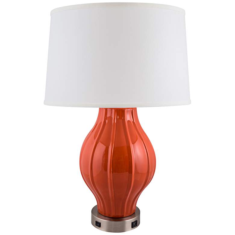 Image 2 Kel Paprika Large Fluted Table Lamp with Outlet and USB Port