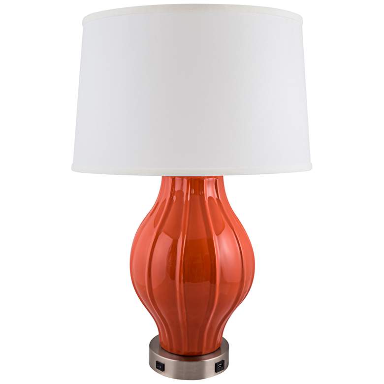 Image 1 Kel Paprika Large Fluted Table Lamp with Outlet and USB Port