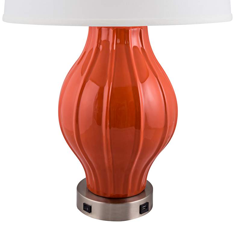 Image 2 Kel Paprika Large Fluted Table Lamp with Outlet and USB Port more views