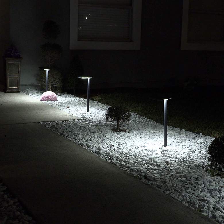 Image 4 Kelin 26 3/4 inchH Black LED Solar Outdoor Path Lights Set of 2 more views