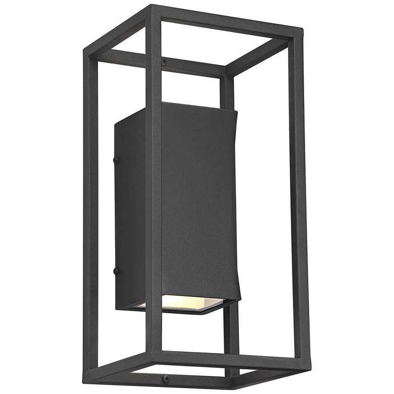 Image 2 Kell 14 inch High Textured Black Box LED Up and Down Wall Light