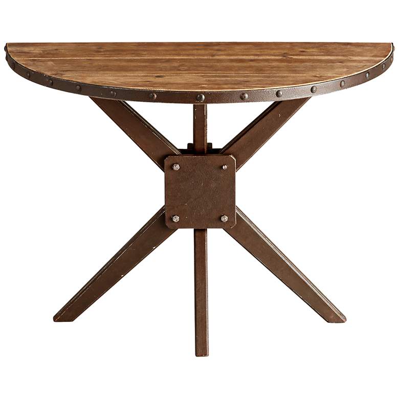 Kell Half-Circle Natural Wood and Iron Console Table